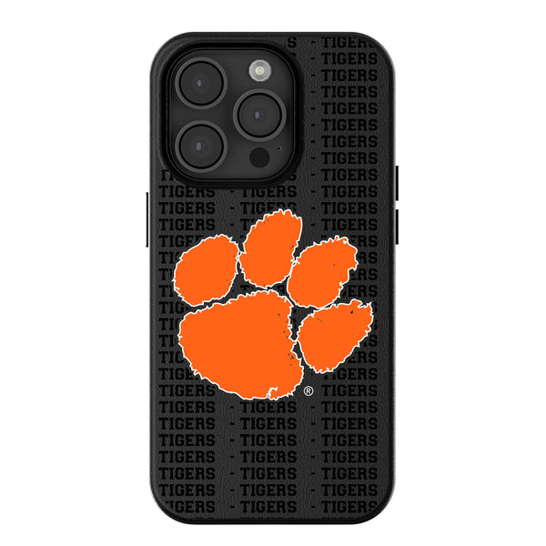 Clemson University Tigers Text Backdrop iPhone MagSafe Compatible Phone Case for Apple iPhone