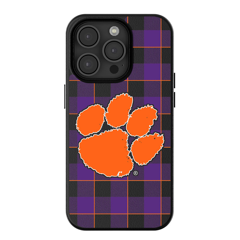 Clemson University Tigers Plaid iPhone MagSafe Compatible Phone Case