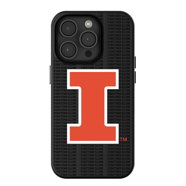University of Illinois Fighting Illini Text Backdrop iPhone MagSafe Compatible Phone Case for Apple iPhone