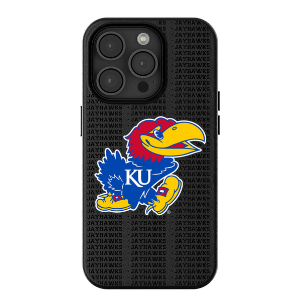 University of Kansas Jayhawks Text Backdrop iPhone MagSafe Compatible Phone Case for Apple iPhone