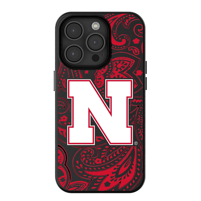 University of Nebraska Huskers Block N Paisley iPhone MagSafe Compatible Phone Case for Apple iPhone