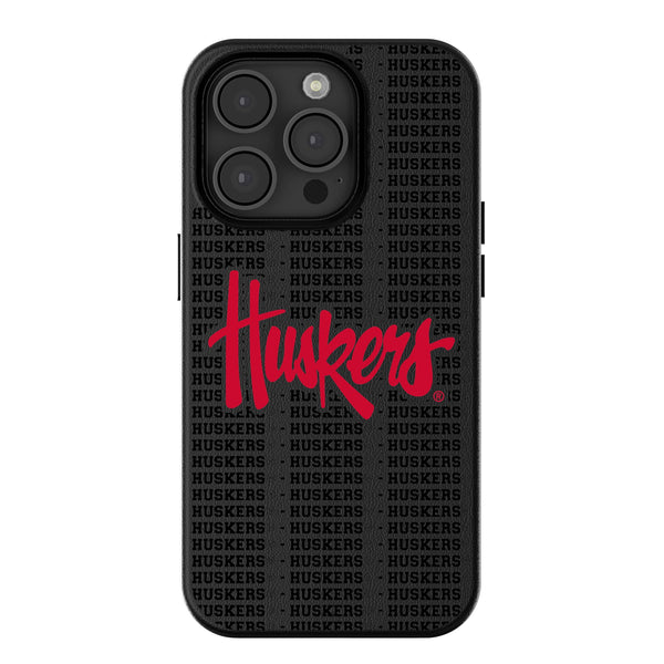 University of Nebraska Huskers Text Backdrop iPhone MagSafe Compatible Phone Case