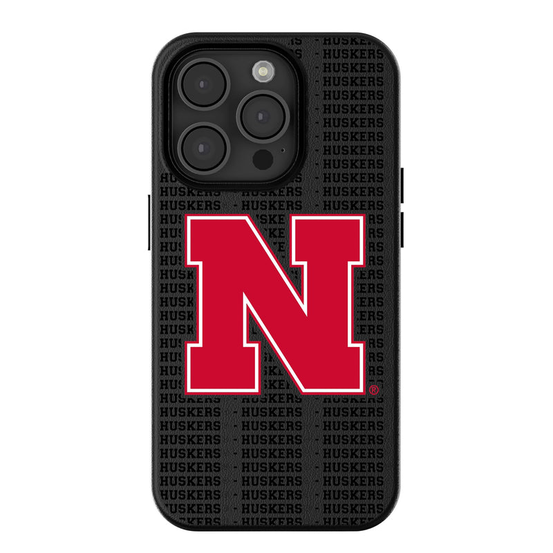 University of Nebraska Huskers Block N Text Backdrop iPhone MagSafe Compatible Phone Case