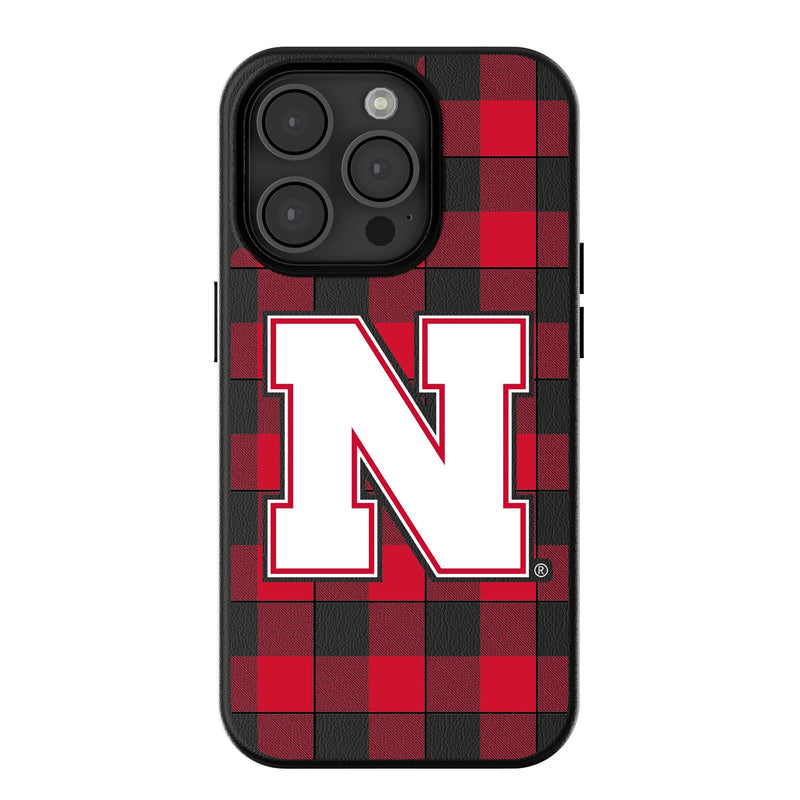 University of Nebraska Huskers Block N Plaid iPhone MagSafe Compatible Phone Case for Apple iPhone