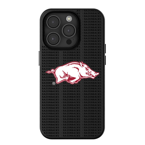 University of Arkansas Fayetteville Razorbacks Text Backdrop iPhone MagSafe Compatible Phone Case for Apple iPhone