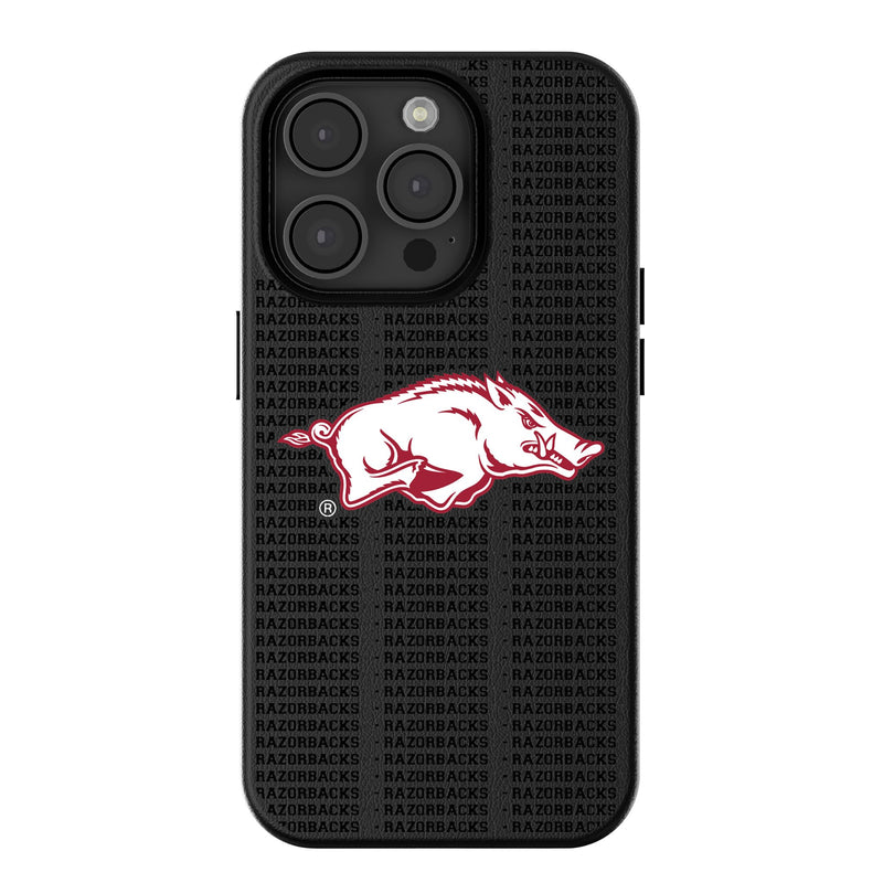 University of Arkansas Fayetteville Razorbacks Text Backdrop iPhone MagSafe Compatible Phone Case for Apple iPhone