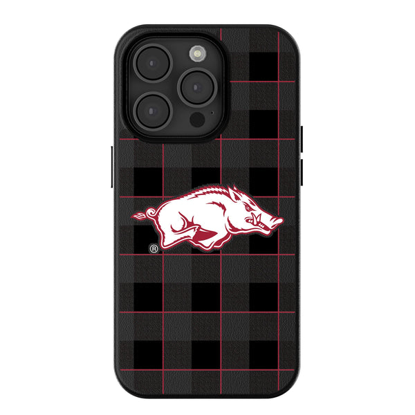 University of Arkansas Fayetteville Razorbacks Plaid iPhone MagSafe Compatible Phone Case