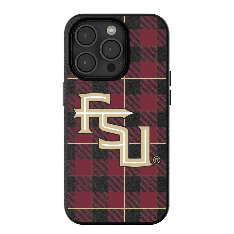 Florida State University Seminoles Athletic Wordmark Plaid iPhone MagSafe Compatible Phone Case for Apple iPhone