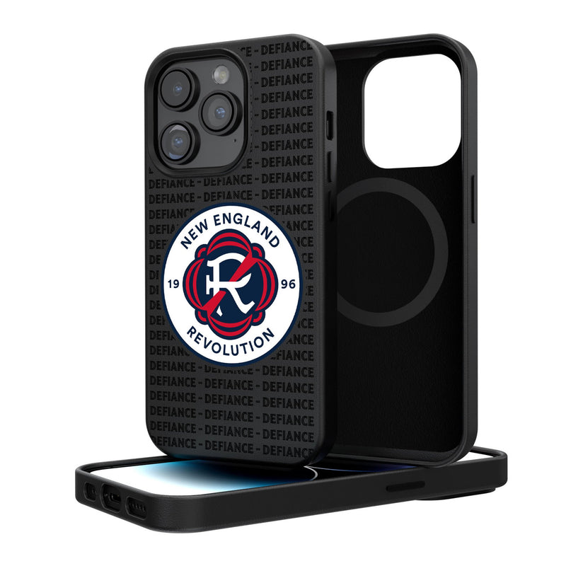 New England Revolution  Text Backdrop iPhone MagSafe Compatible Phone Case