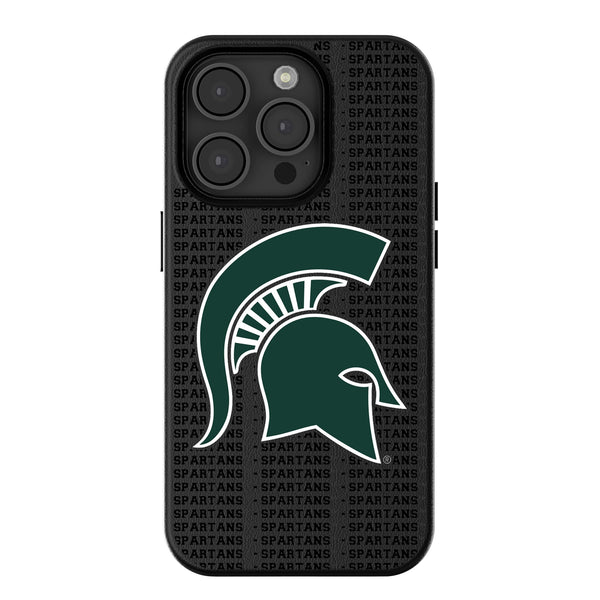 Michigan State University Spartans Text Backdrop iPhone MagSafe Compatible Phone Case