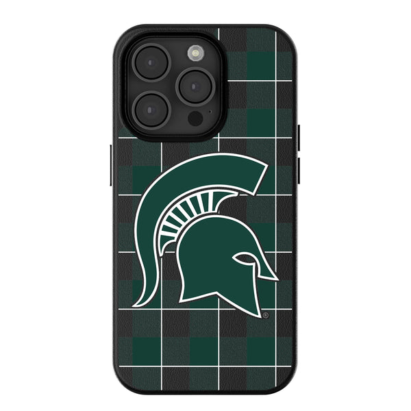 Michigan State University Spartans Plaid iPhone MagSafe Compatible Phone Case