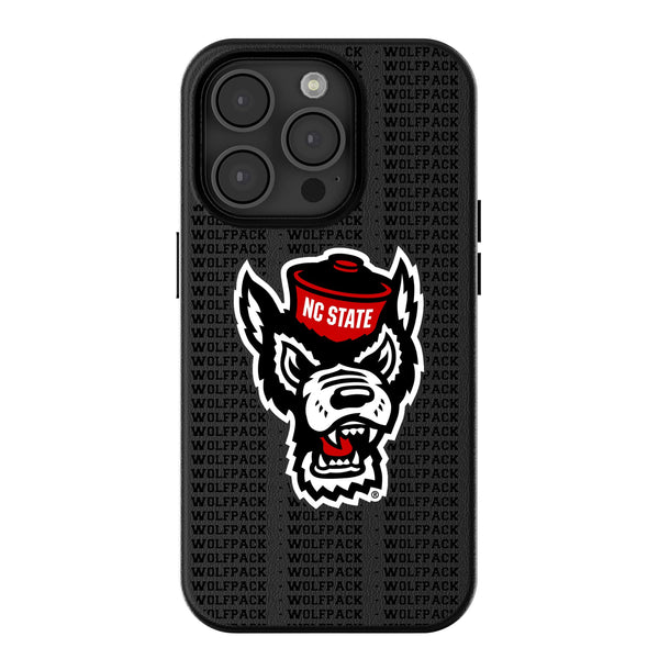North Carolina State University Wolfpack Text Backdrop iPhone MagSafe Compatible Phone Case for Apple iPhone