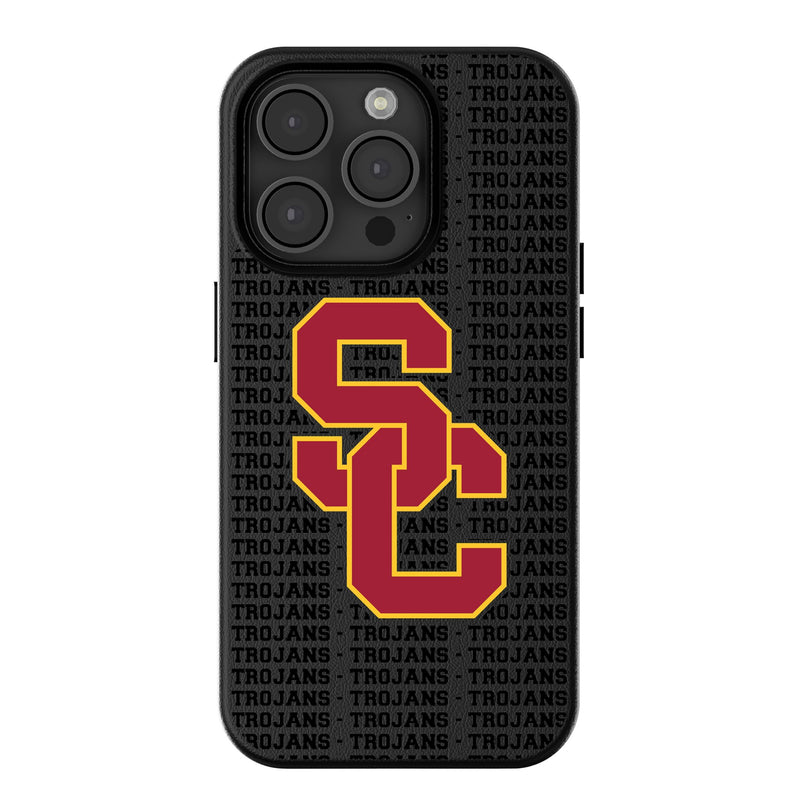 University of Southern California Trojans Text Backdrop iPhone MagSafe Compatible Phone Case for Apple iPhone