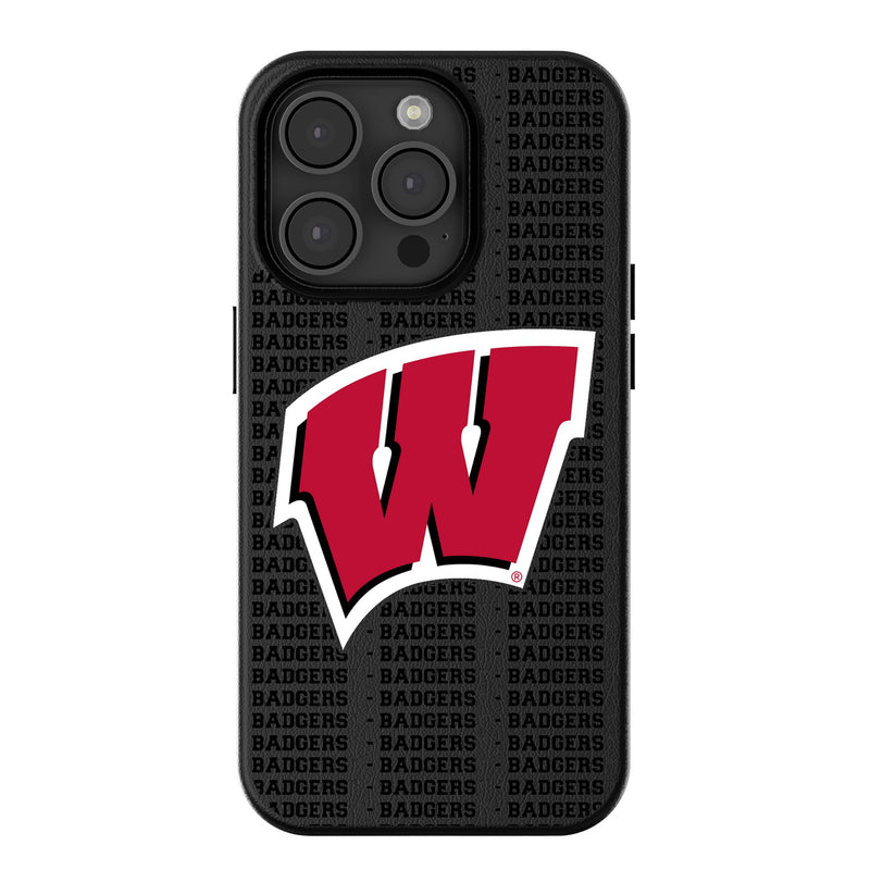 University of Wisconsin Badgers Text Backdrop iPhone MagSafe Compatible Phone Case for Apple iPhone