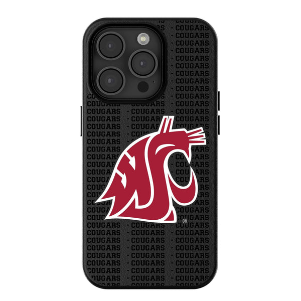 Washington State University Cougars Text Backdrop iPhone MagSafe Compatible Phone Case for Apple iPhone