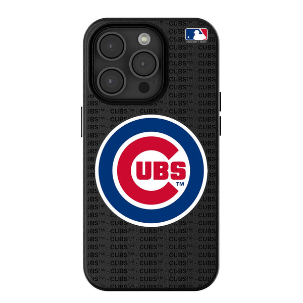 Chicago Cubs Text Backdrop iPhone MagSafe Compatible Phone Case