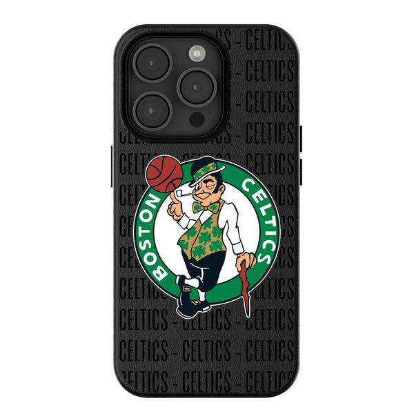Boston Celtics Text Backdrop iPhone MagSafe Compatible Phone Case for Apple iPhone