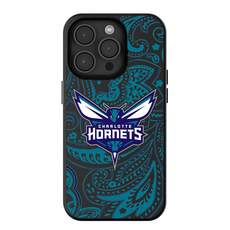 Charlotte Hornets Paisley iPhone MagSafe Compatible Phone Case