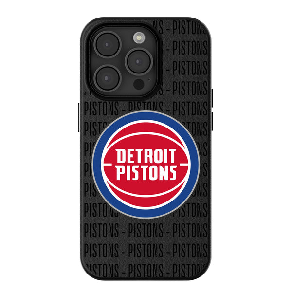Detroit Pistons Text Backdrop iPhone MagSafe Compatible Phone Case for Apple iPhone