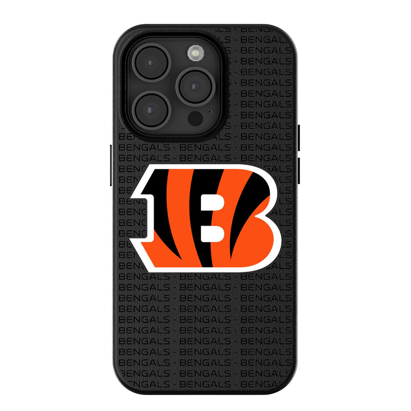Cincinnati Bengals Text Backdrop iPhone MagSafe Compatible Phone Case for Apple iPhone