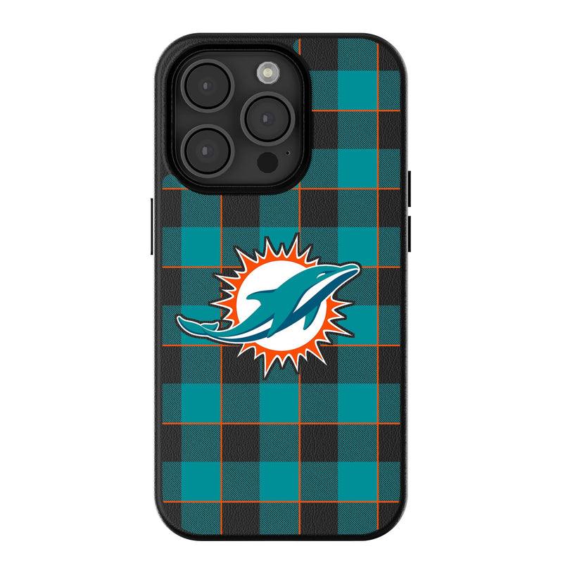 Miami Dolphins Plaid iPhone MagSafe Compatible Phone Case for Apple iPhone