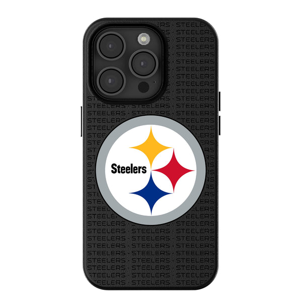 Pittsburgh Steelers Text Backdrop iPhone MagSafe Compatible Phone Case