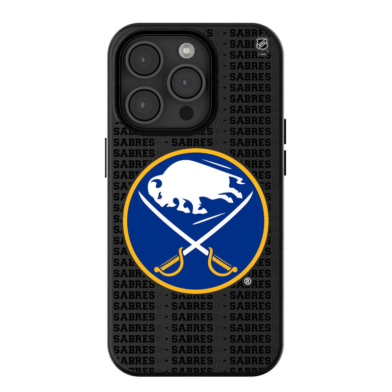 Buffalo Sabres Text Backdrop iPhone MagSafe Compatible Phone Case for Apple iPhone