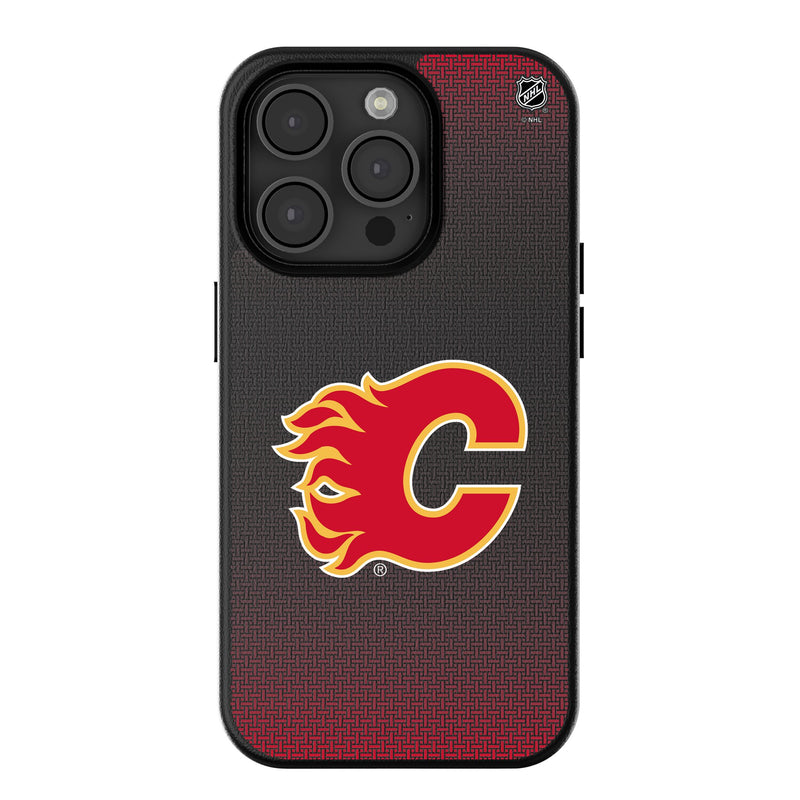 Calgary Flames Linen iPhone MagSafe Compatible Phone Case for Apple iPhone