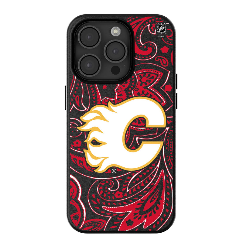 Calgary Flames Paisley iPhone MagSafe Compatible Phone Case