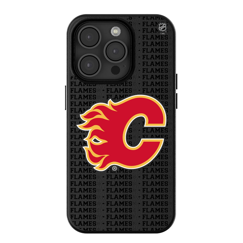 Calgary Flames Text Backdrop iPhone MagSafe Compatible Phone Case for Apple iPhone