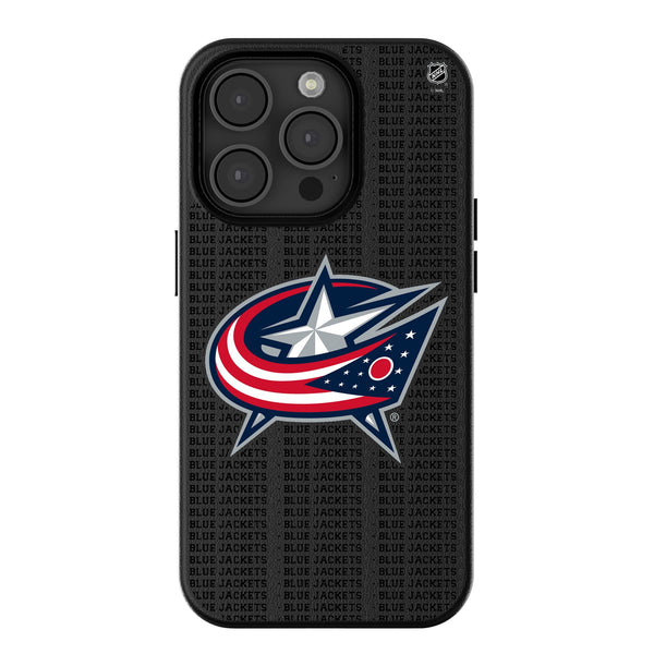 Columbus Blue Jackets Text Backdrop iPhone MagSafe Compatible Phone Case for Apple iPhone