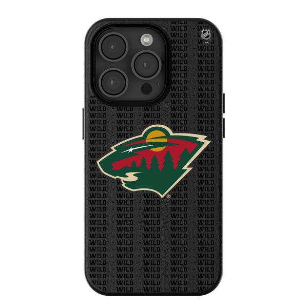 Minnesota Wild Text Backdrop iPhone MagSafe Compatible Phone Case for Apple iPhone