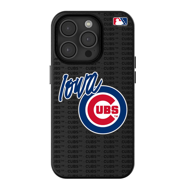 Iowa Cubs Text Backdrop iPhone MagSafe Compatible Phone Case