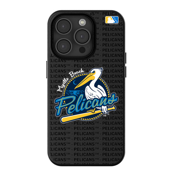 Myrtle Beach Pelicans Text Backdrop iPhone MagSafe Compatible Phone Case