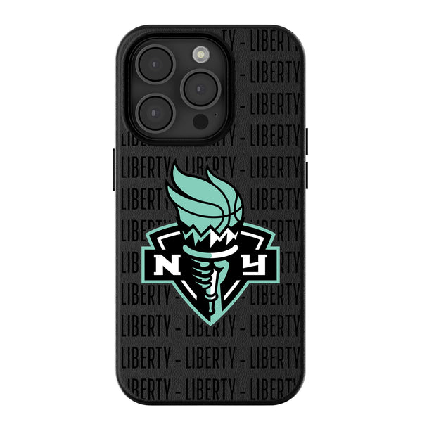 New York Liberty Text Backdrop iPhone MagSafe Compatible Phone Case for Apple iPhone