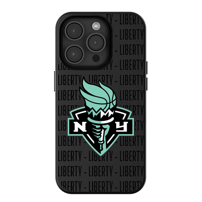 New York Liberty Text Backdrop iPhone MagSafe Compatible Phone Case for Apple iPhone