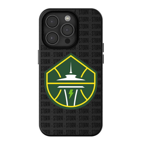 Seattle Storm Text Backdrop iPhone MagSafe Compatible Phone Case