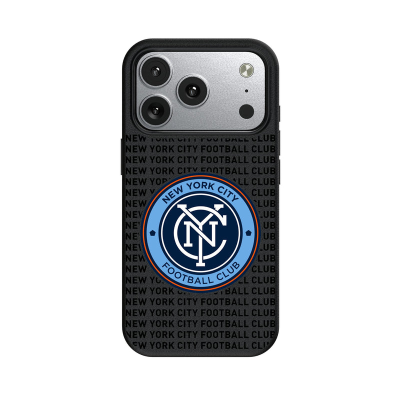 New York City FC Text Backdrop iPhone MagSafe Compatible Phone Case for Apple iPhone