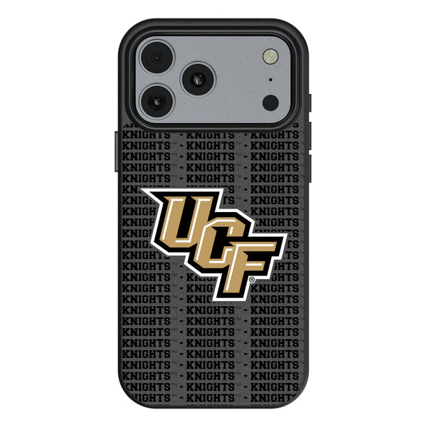 University of Central Florida Golden Knights Text Backdrop iPhone MagSafe Compatible Phone Case for Apple iPhone