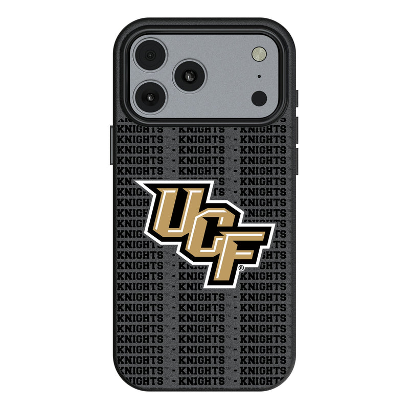 University of Central Florida Golden Knights Text Backdrop iPhone MagSafe Compatible Phone Case for Apple iPhone