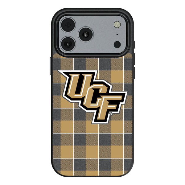 University of Central Florida Golden Knights Plaid iPhone MagSafe Compatible Phone Case for Apple iPhone