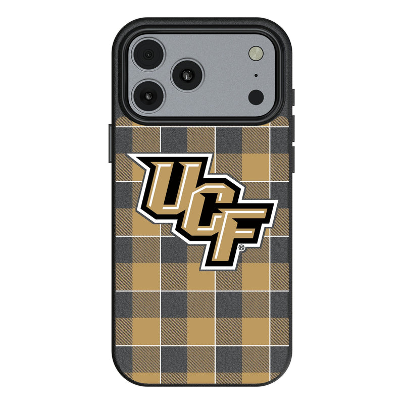 University of Central Florida Golden Knights Plaid iPhone MagSafe Compatible Phone Case for Apple iPhone