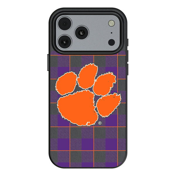 Clemson University Tigers Plaid iPhone MagSafe Compatible Phone Case for Apple iPhone