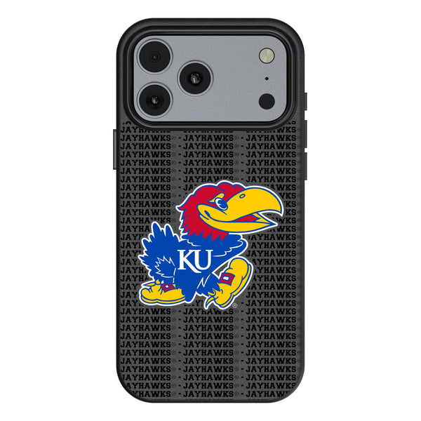 University of Kansas Jayhawks Text Backdrop iPhone MagSafe Compatible Phone Case for Apple iPhone