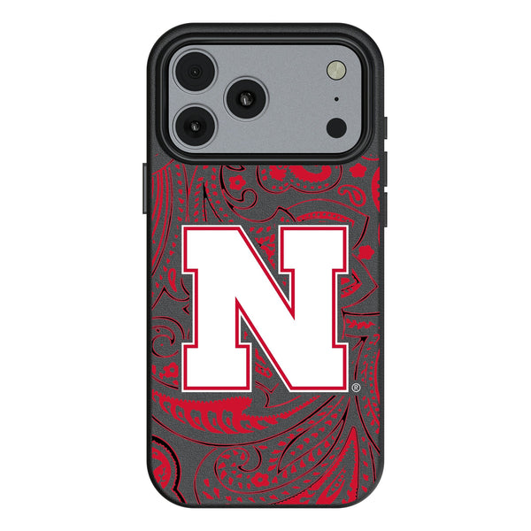 University of Nebraska Huskers Block N Paisley iPhone MagSafe Compatible Phone Case for Apple iPhone