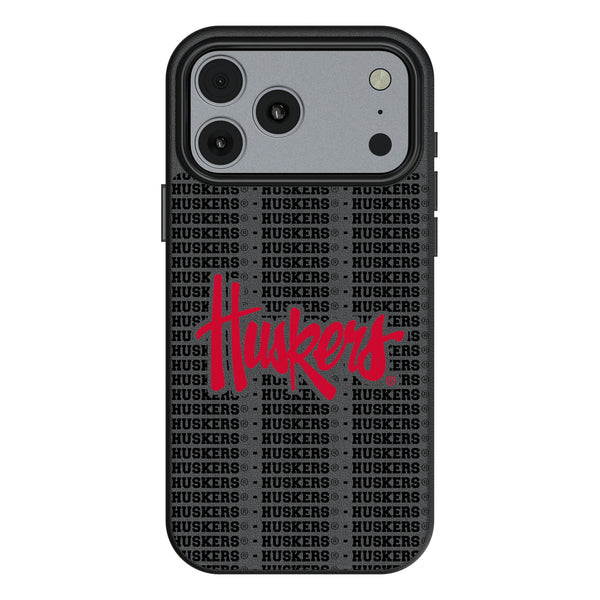 University of Nebraska Huskers Text Backdrop iPhone MagSafe Compatible Phone Case for Apple iPhone