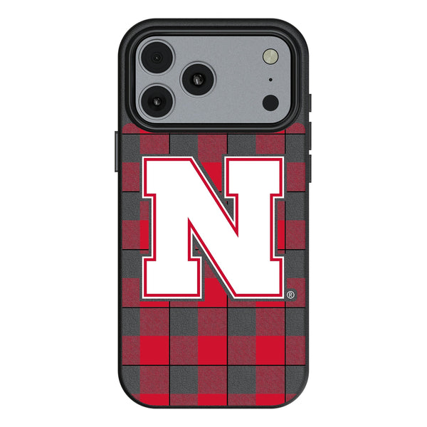 University of Nebraska Huskers Block N Plaid iPhone MagSafe Compatible Phone Case for Apple iPhone
