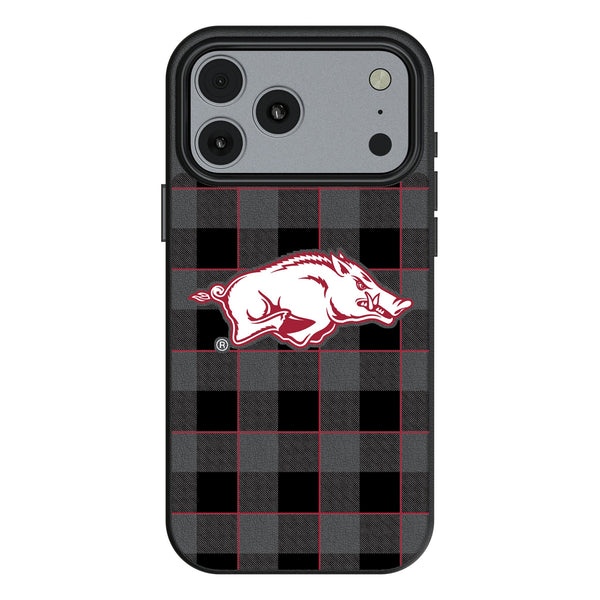 University of Arkansas Fayetteville Razorbacks Plaid iPhone MagSafe Compatible Phone Case for Apple iPhone