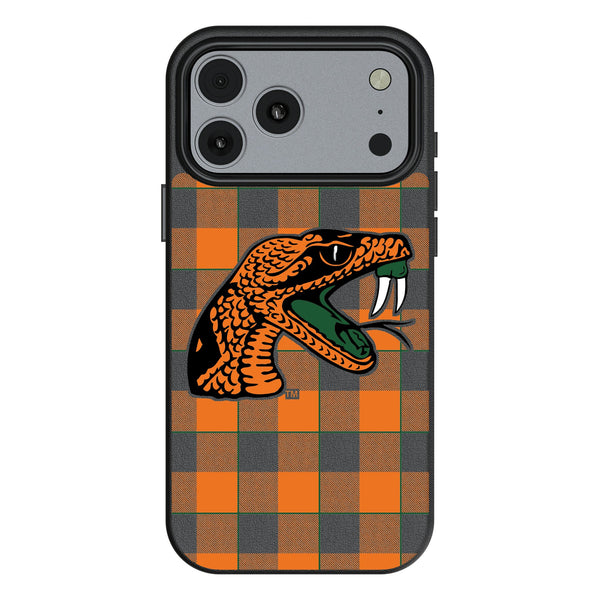 Florida A&M University Rattlers Plaid iPhone MagSafe Compatible Phone Case for Apple iPhone