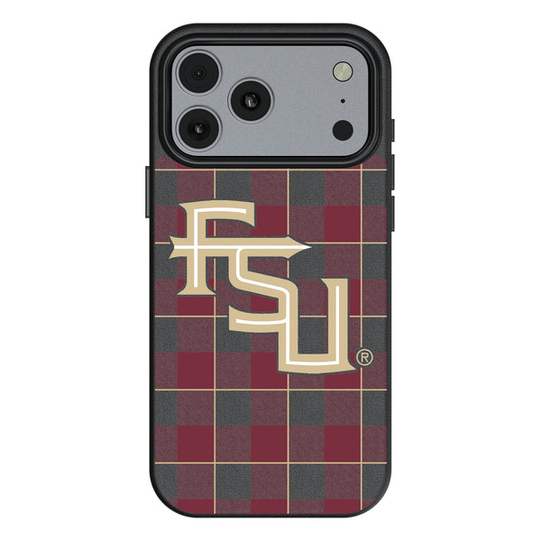 Florida State University Seminoles Athletic Wordmark Plaid iPhone MagSafe Compatible Phone Case for Apple iPhone
